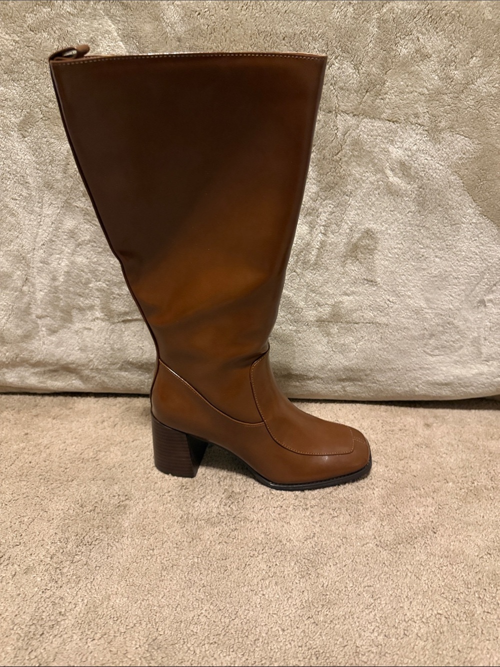 Women's Tall Brown Block Heel Knee Boot